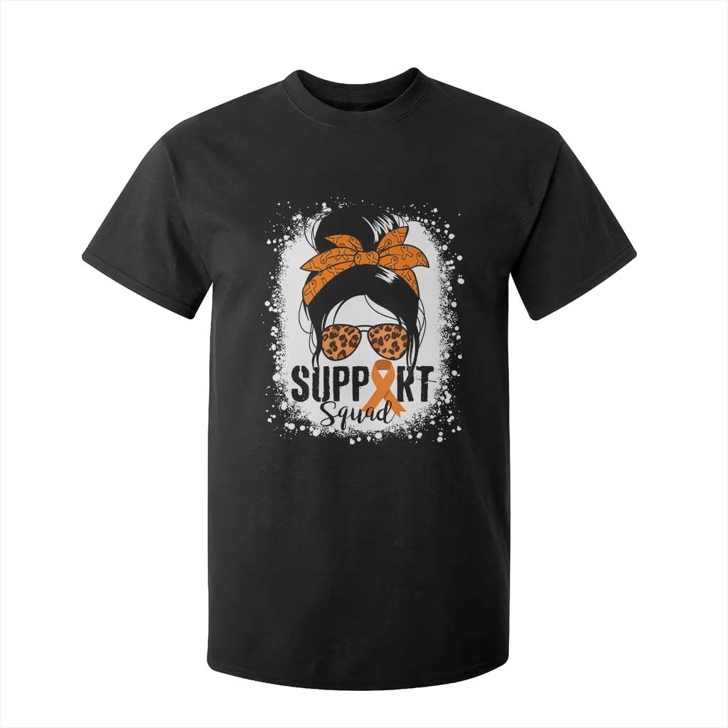 Multiple Sclerosis Support Squad T Shirt For Kid Orange Ribbon Messy Bun
