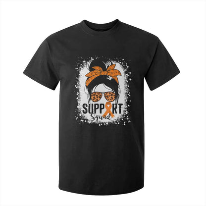 Multiple Sclerosis Support Squad T Shirt For Kid Orange Ribbon Messy Bun