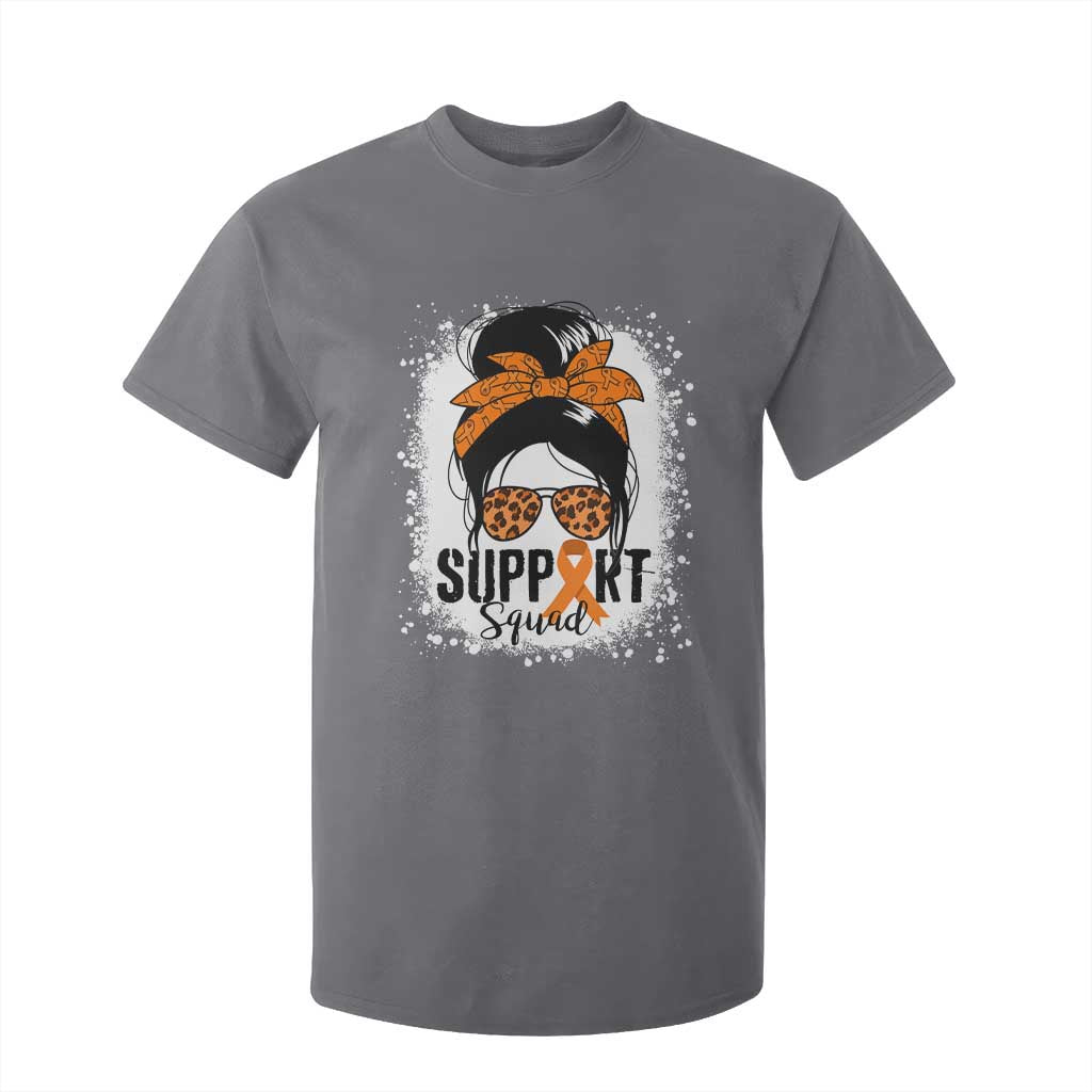 Multiple Sclerosis Support Squad T Shirt For Kid Orange Ribbon Messy Bun