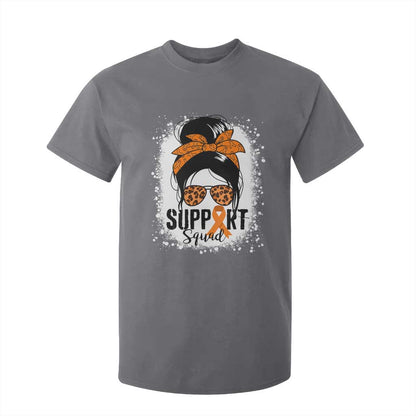 Multiple Sclerosis Support Squad T Shirt For Kid Orange Ribbon Messy Bun