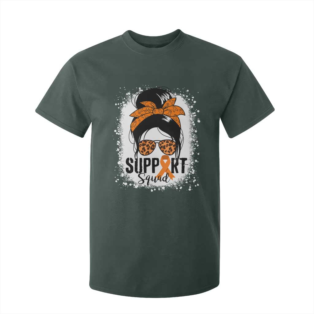 Multiple Sclerosis Support Squad T Shirt For Kid Orange Ribbon Messy Bun