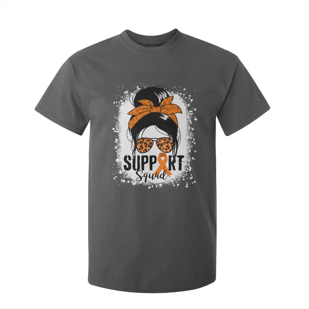 Multiple Sclerosis Support Squad T Shirt For Kid Orange Ribbon Messy Bun
