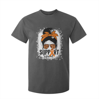 Multiple Sclerosis Support Squad T Shirt For Kid Orange Ribbon Messy Bun