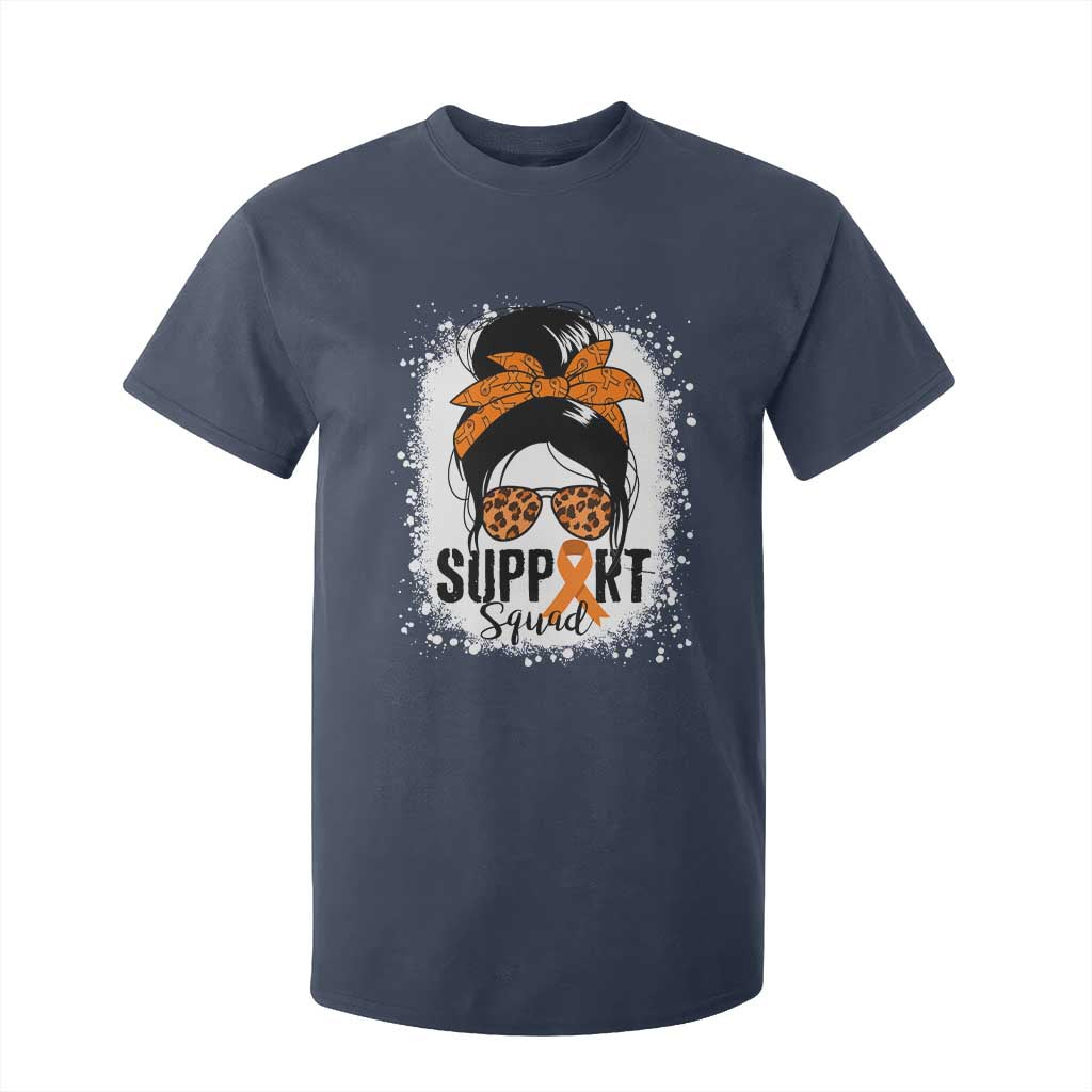 Multiple Sclerosis Support Squad T Shirt For Kid Orange Ribbon Messy Bun
