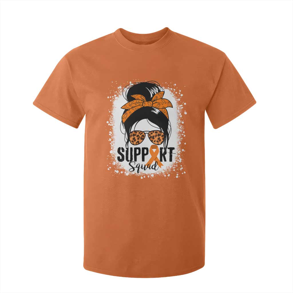Multiple Sclerosis Support Squad T Shirt For Kid Orange Ribbon Messy Bun