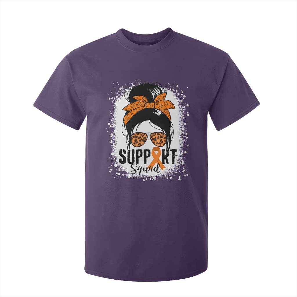 Multiple Sclerosis Support Squad T Shirt For Kid Orange Ribbon Messy Bun