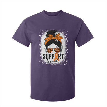 Multiple Sclerosis Support Squad T Shirt For Kid Orange Ribbon Messy Bun