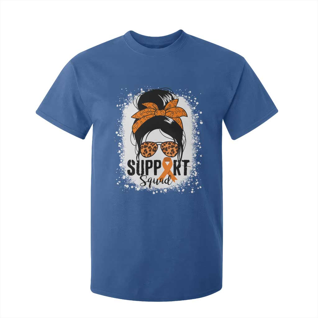 Multiple Sclerosis Support Squad T Shirt For Kid Orange Ribbon Messy Bun