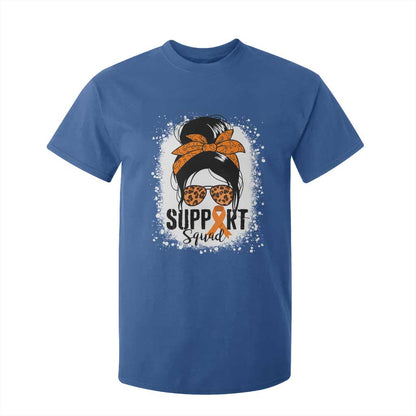 Multiple Sclerosis Support Squad T Shirt For Kid Orange Ribbon Messy Bun