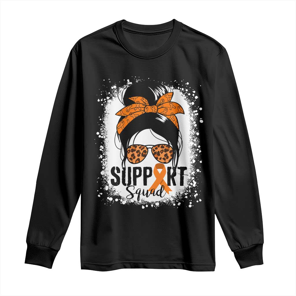 Multiple Sclerosis Support Squad Long Sleeve Shirt Orange Ribbon Messy Bun