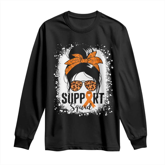 Multiple Sclerosis Support Squad Long Sleeve Shirt Orange Ribbon Messy Bun