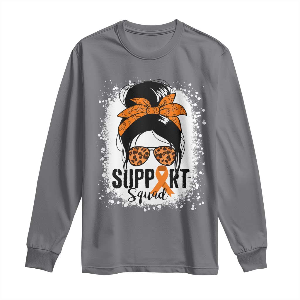 Multiple Sclerosis Support Squad Long Sleeve Shirt Orange Ribbon Messy Bun