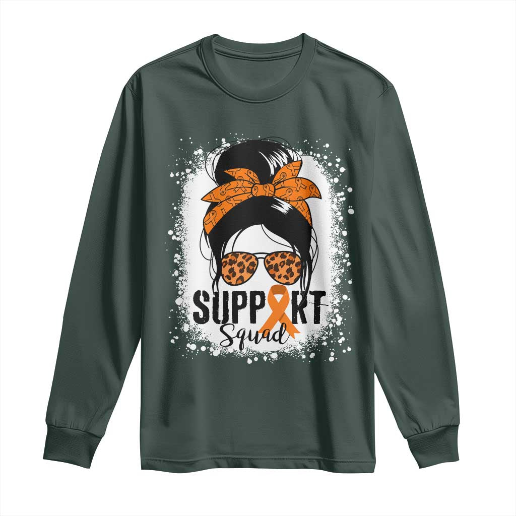 Multiple Sclerosis Support Squad Long Sleeve Shirt Orange Ribbon Messy Bun