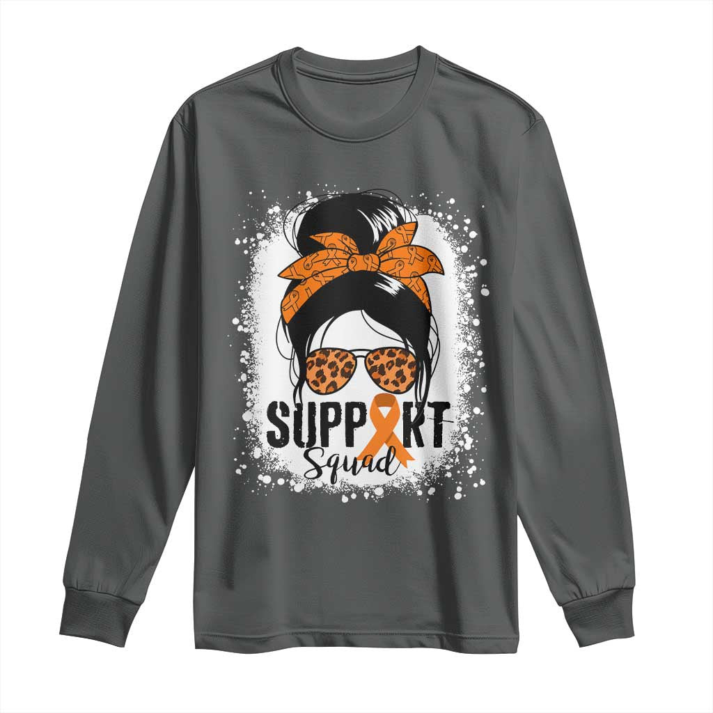 Multiple Sclerosis Support Squad Long Sleeve Shirt Orange Ribbon Messy Bun