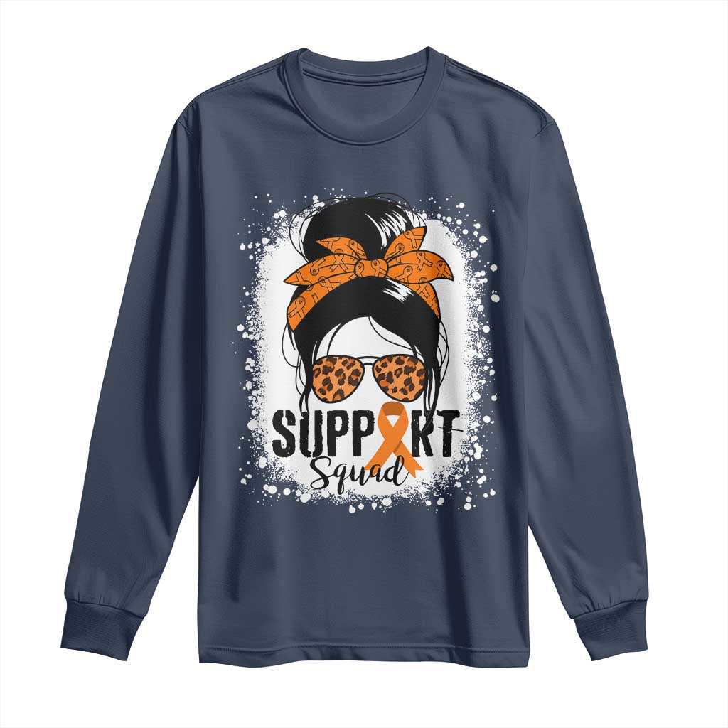 Multiple Sclerosis Support Squad Long Sleeve Shirt Orange Ribbon Messy Bun