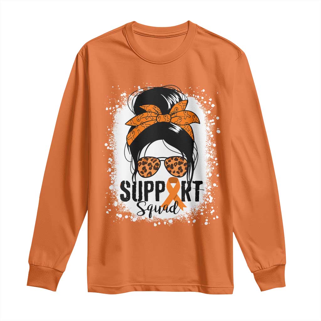 Multiple Sclerosis Support Squad Long Sleeve Shirt Orange Ribbon Messy Bun