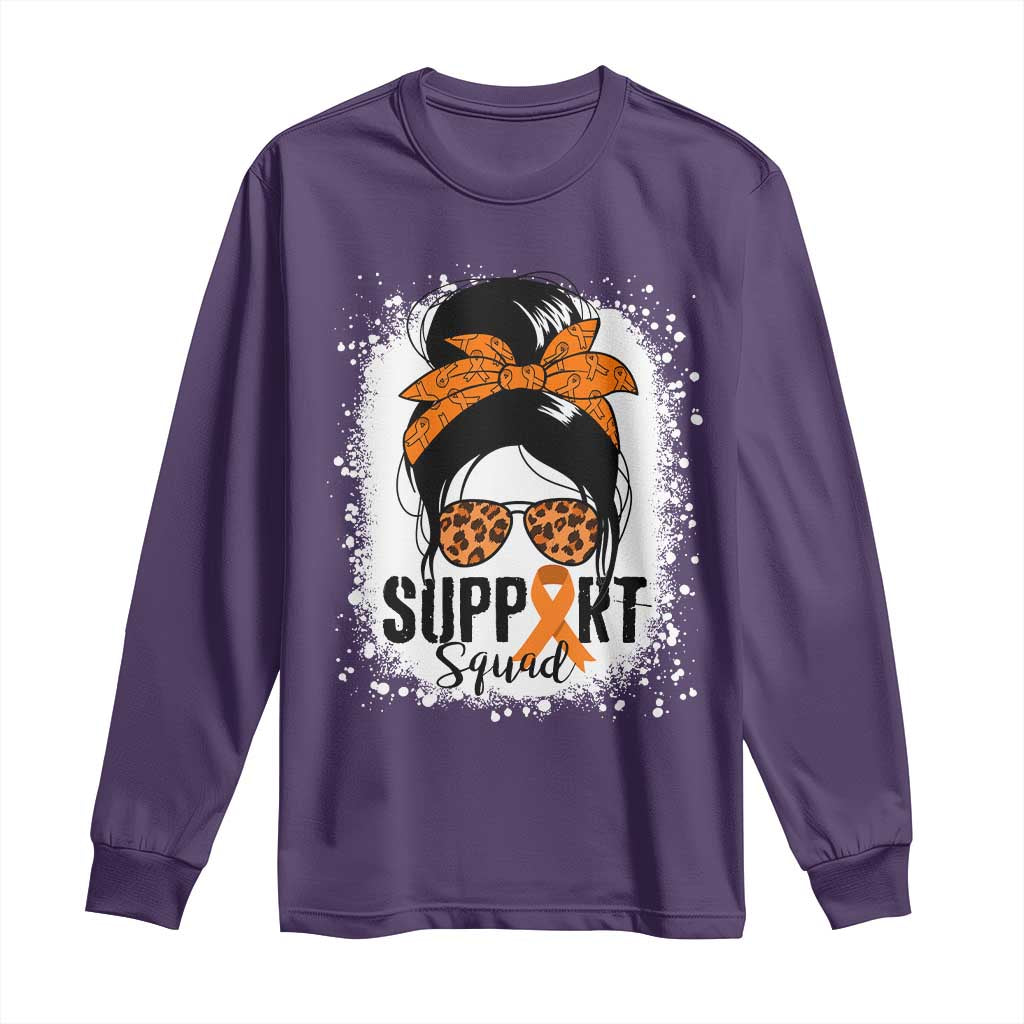 Multiple Sclerosis Support Squad Long Sleeve Shirt Orange Ribbon Messy Bun