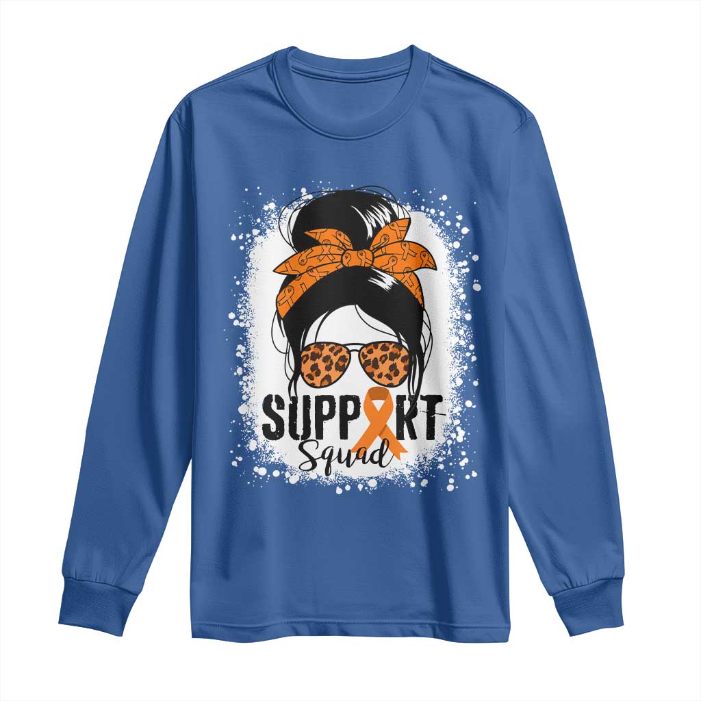 Multiple Sclerosis Support Squad Long Sleeve Shirt Orange Ribbon Messy Bun