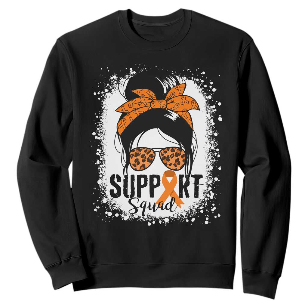 Multiple Sclerosis Support Squad Sweatshirt Orange Ribbon Messy Bun