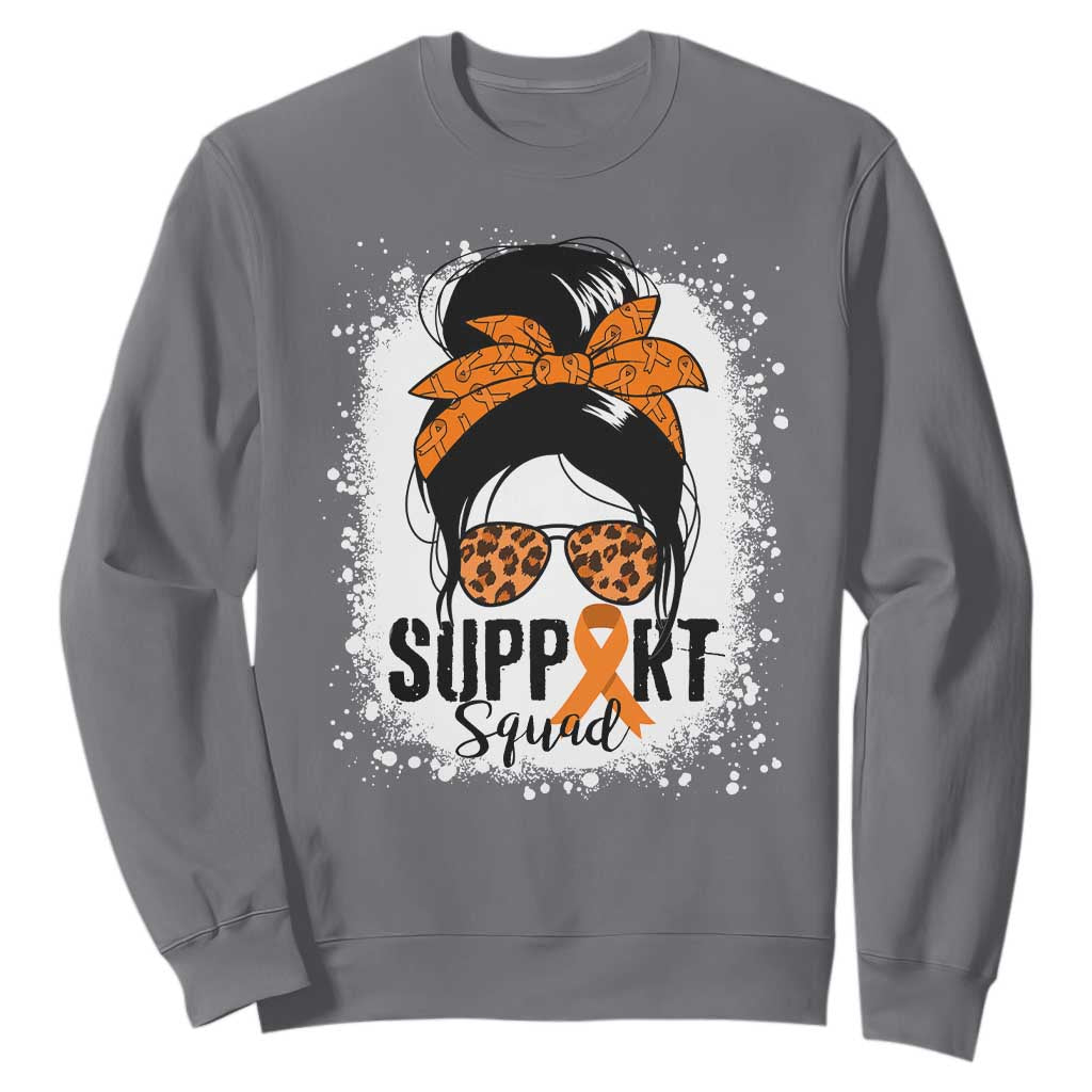 Multiple Sclerosis Support Squad Sweatshirt Orange Ribbon Messy Bun