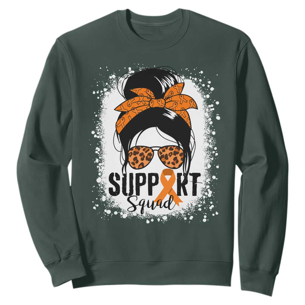 Multiple Sclerosis Support Squad Sweatshirt Orange Ribbon Messy Bun