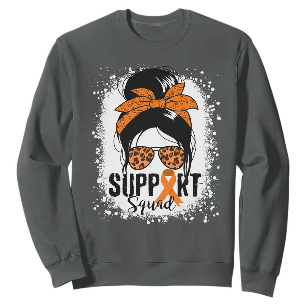 Multiple Sclerosis Support Squad Sweatshirt Orange Ribbon Messy Bun