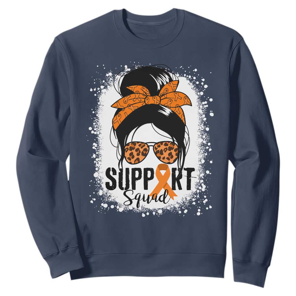 Multiple Sclerosis Support Squad Sweatshirt Orange Ribbon Messy Bun