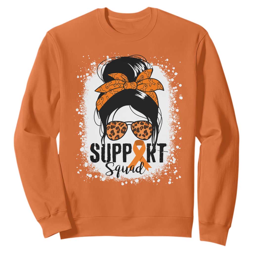 Multiple Sclerosis Support Squad Sweatshirt Orange Ribbon Messy Bun