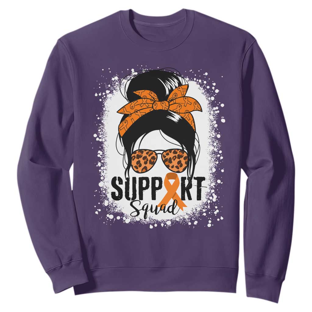 Multiple Sclerosis Support Squad Sweatshirt Orange Ribbon Messy Bun