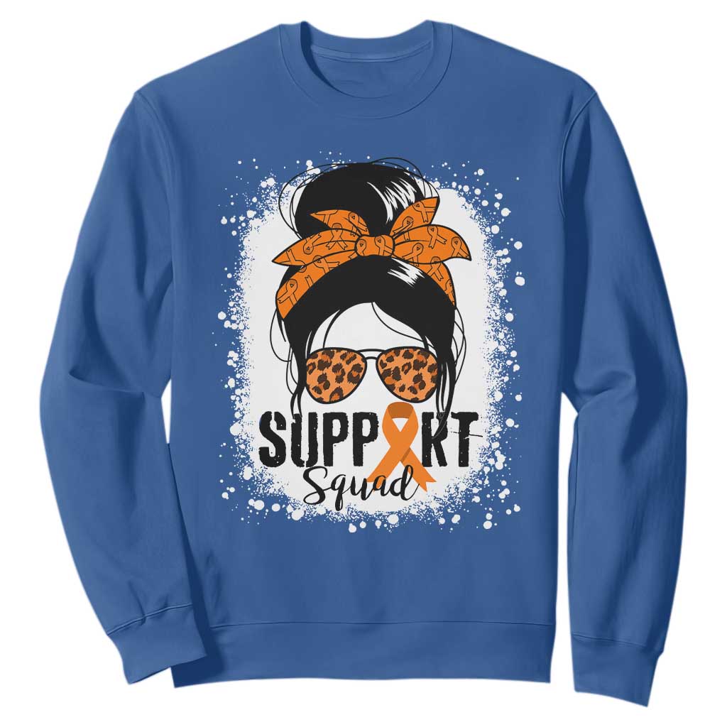 Multiple Sclerosis Support Squad Sweatshirt Orange Ribbon Messy Bun
