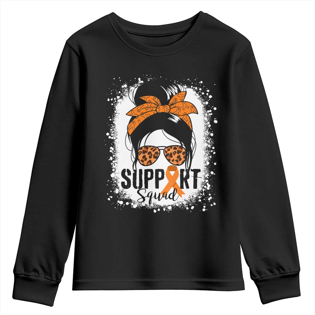 Multiple Sclerosis Support Squad Youth Sweatshirt Orange Ribbon Messy Bun