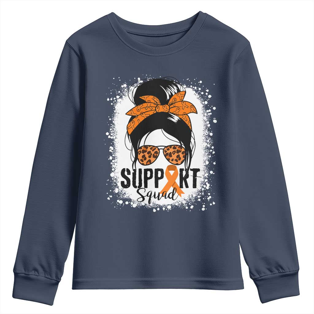 Multiple Sclerosis Support Squad Youth Sweatshirt Orange Ribbon Messy Bun