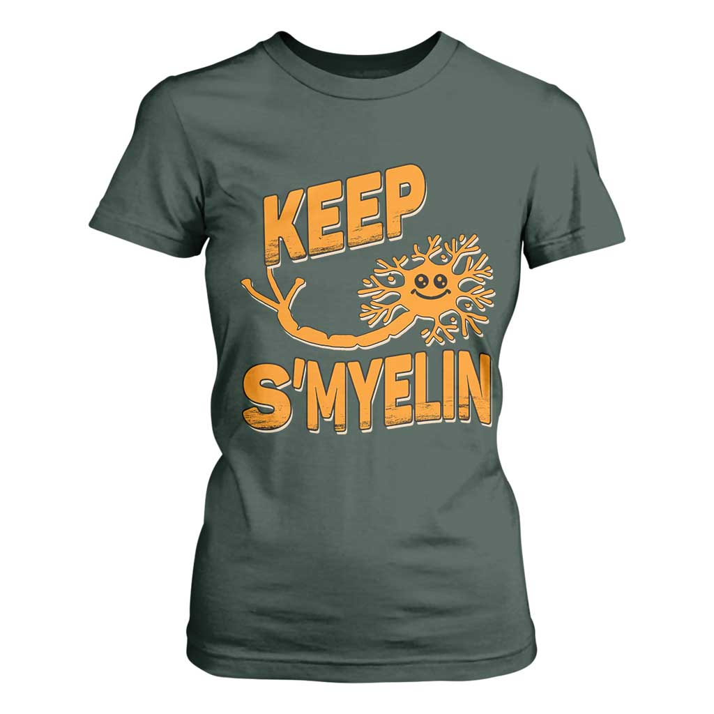 Multiple Sclerosis Support T Shirt For Women Orange Ribbon Keep S'Myelin MS Warrior
