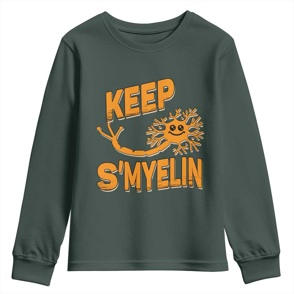 Multiple Sclerosis Support Youth Sweatshirt Orange Ribbon Keep S'Myelin MS Warrior