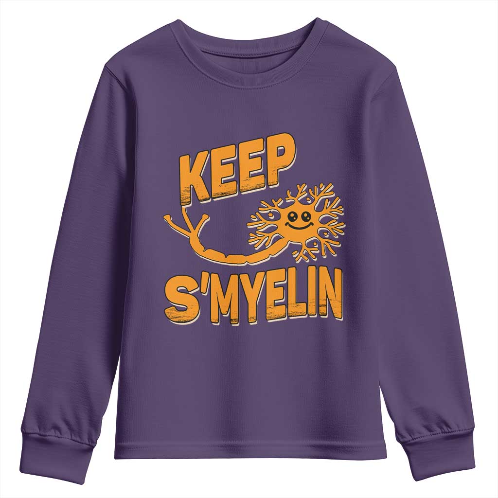 Multiple Sclerosis Support Youth Sweatshirt Orange Ribbon Keep S'Myelin MS Warrior