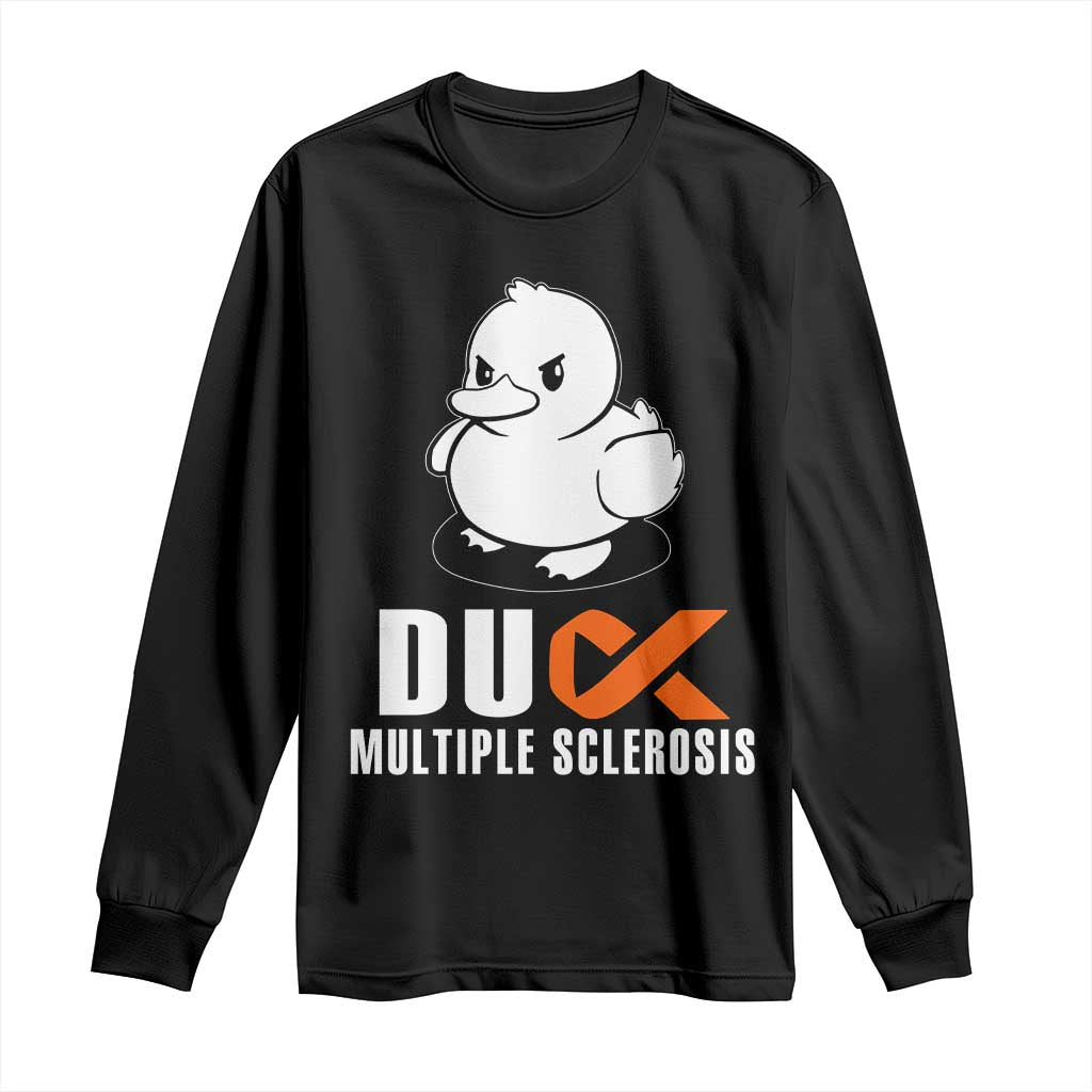 Duck Multiple Sclerosis Support Squad Long Sleeve Shirt Orange Ribbon MS Fighter