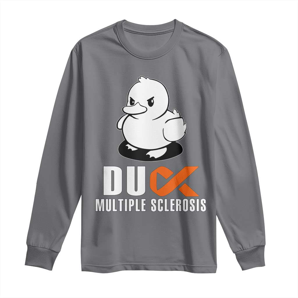 Duck Multiple Sclerosis Support Squad Long Sleeve Shirt Orange Ribbon MS Fighter