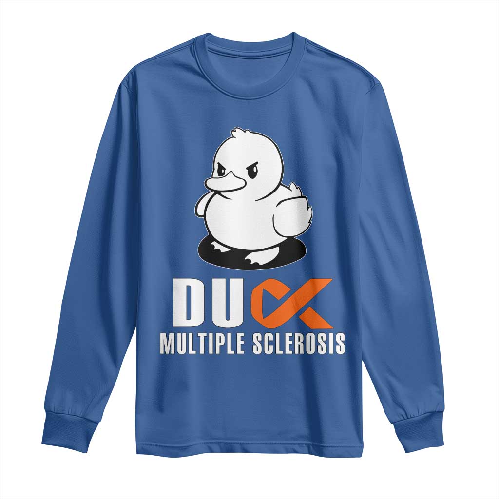 Duck Multiple Sclerosis Support Squad Long Sleeve Shirt Orange Ribbon MS Fighter