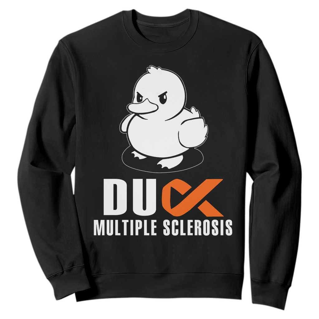 Duck Multiple Sclerosis Support Squad Sweatshirt Orange Ribbon MS Fighter