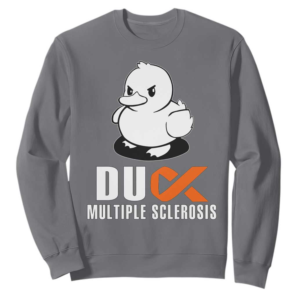 Duck Multiple Sclerosis Support Squad Sweatshirt Orange Ribbon MS Fighter
