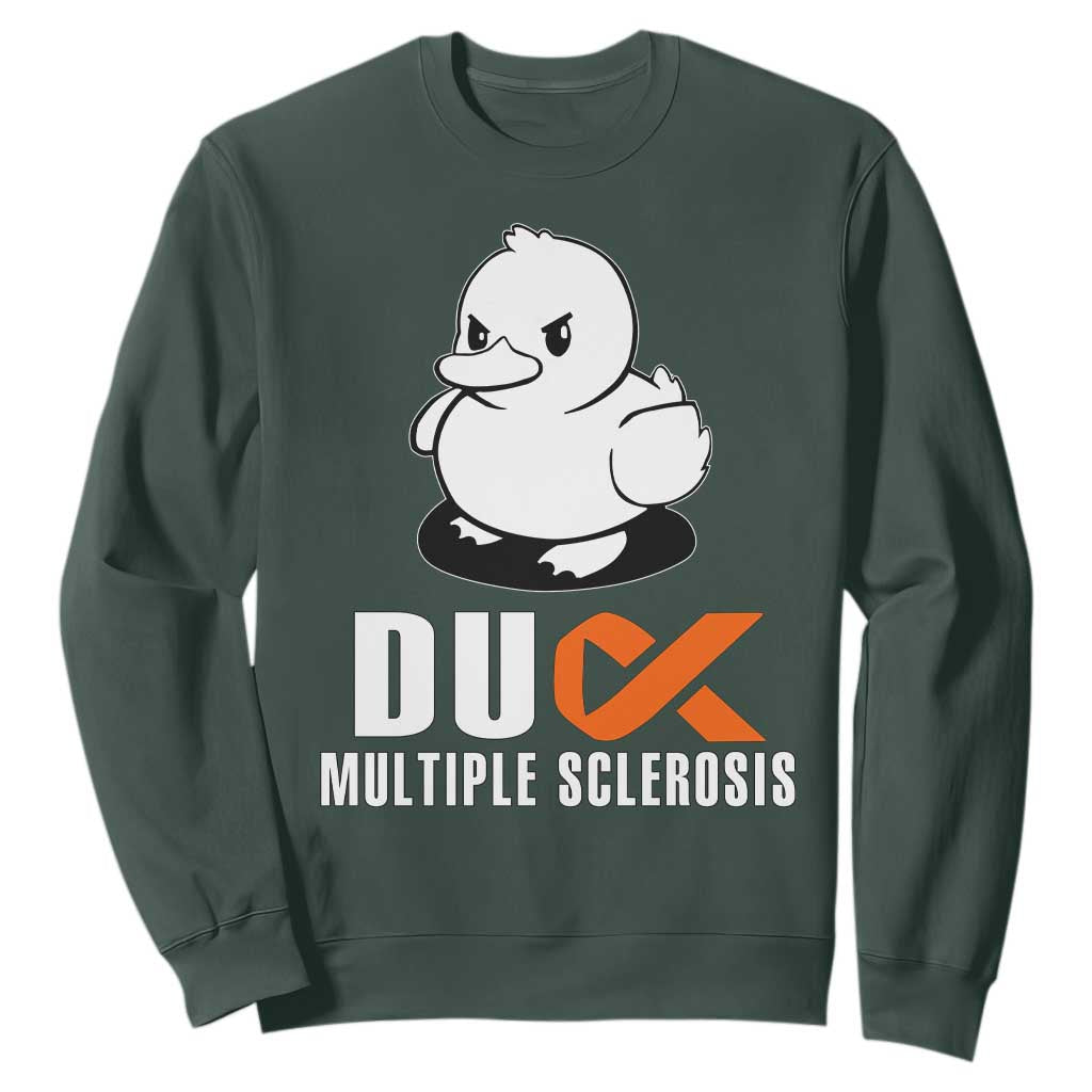Duck Multiple Sclerosis Support Squad Sweatshirt Orange Ribbon MS Fighter