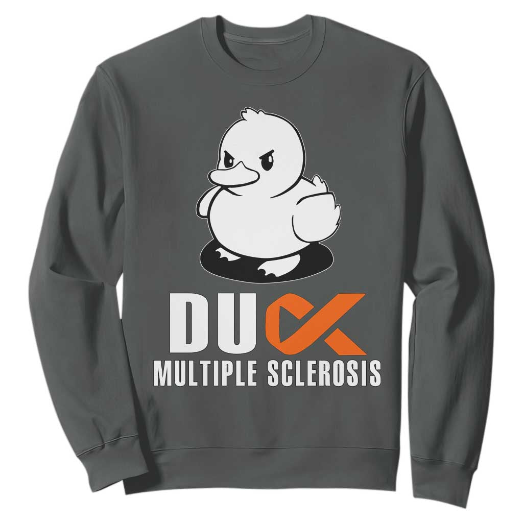 Duck Multiple Sclerosis Support Squad Sweatshirt Orange Ribbon MS Fighter