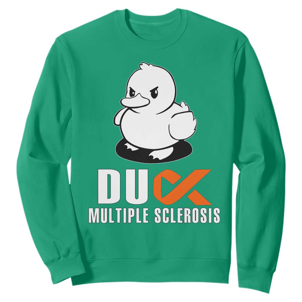 Duck Multiple Sclerosis Support Squad Sweatshirt Orange Ribbon MS Fighter