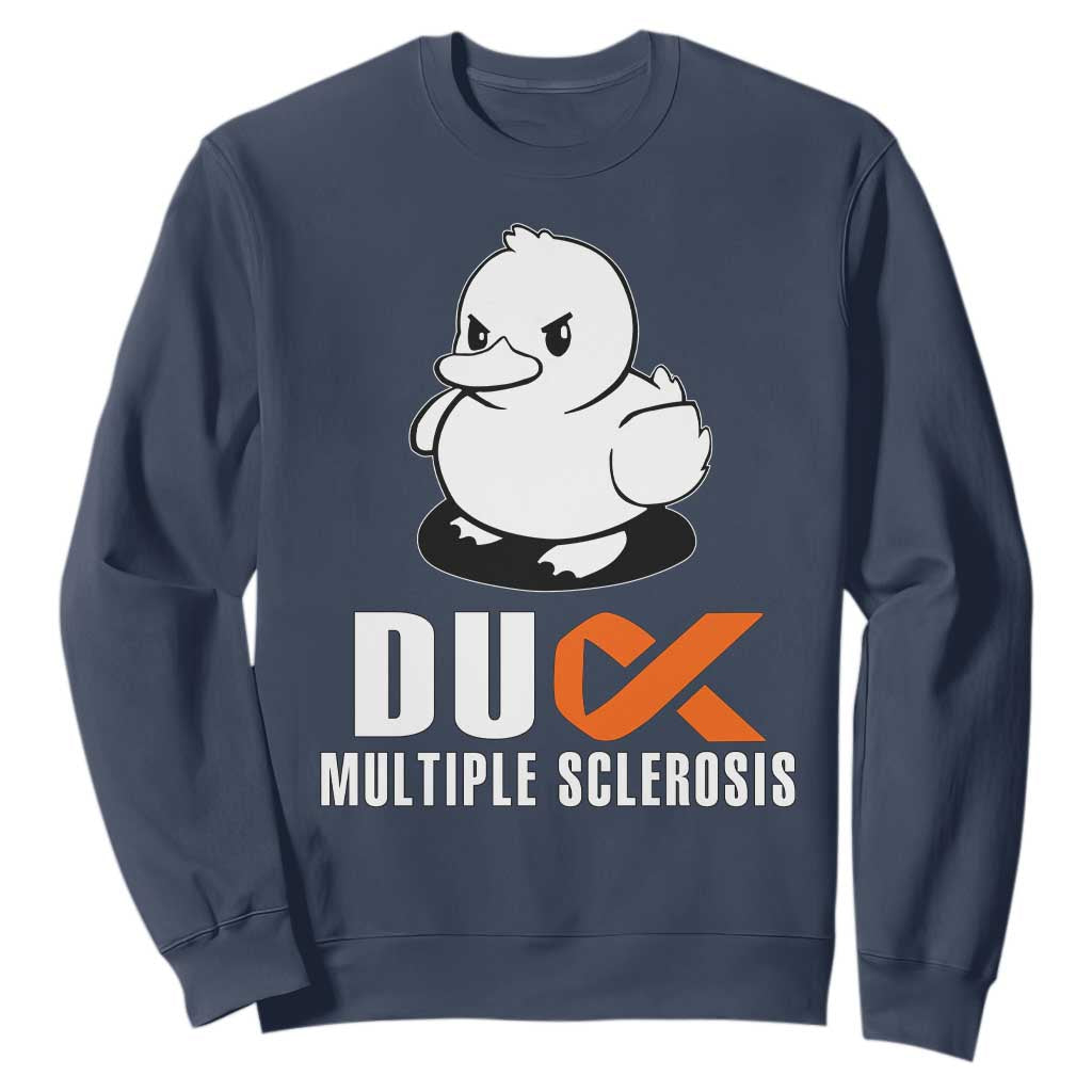 Duck Multiple Sclerosis Support Squad Sweatshirt Orange Ribbon MS Fighter