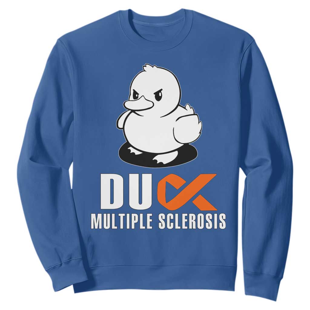 Duck Multiple Sclerosis Support Squad Sweatshirt Orange Ribbon MS Fighter