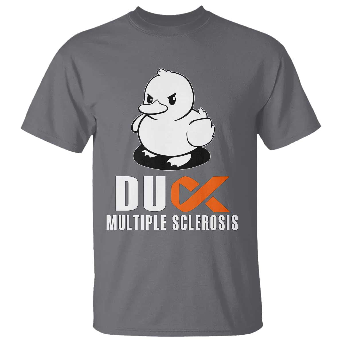 Duck Multiple Sclerosis Support Squad T Shirt Orange Ribbon MS Fighter