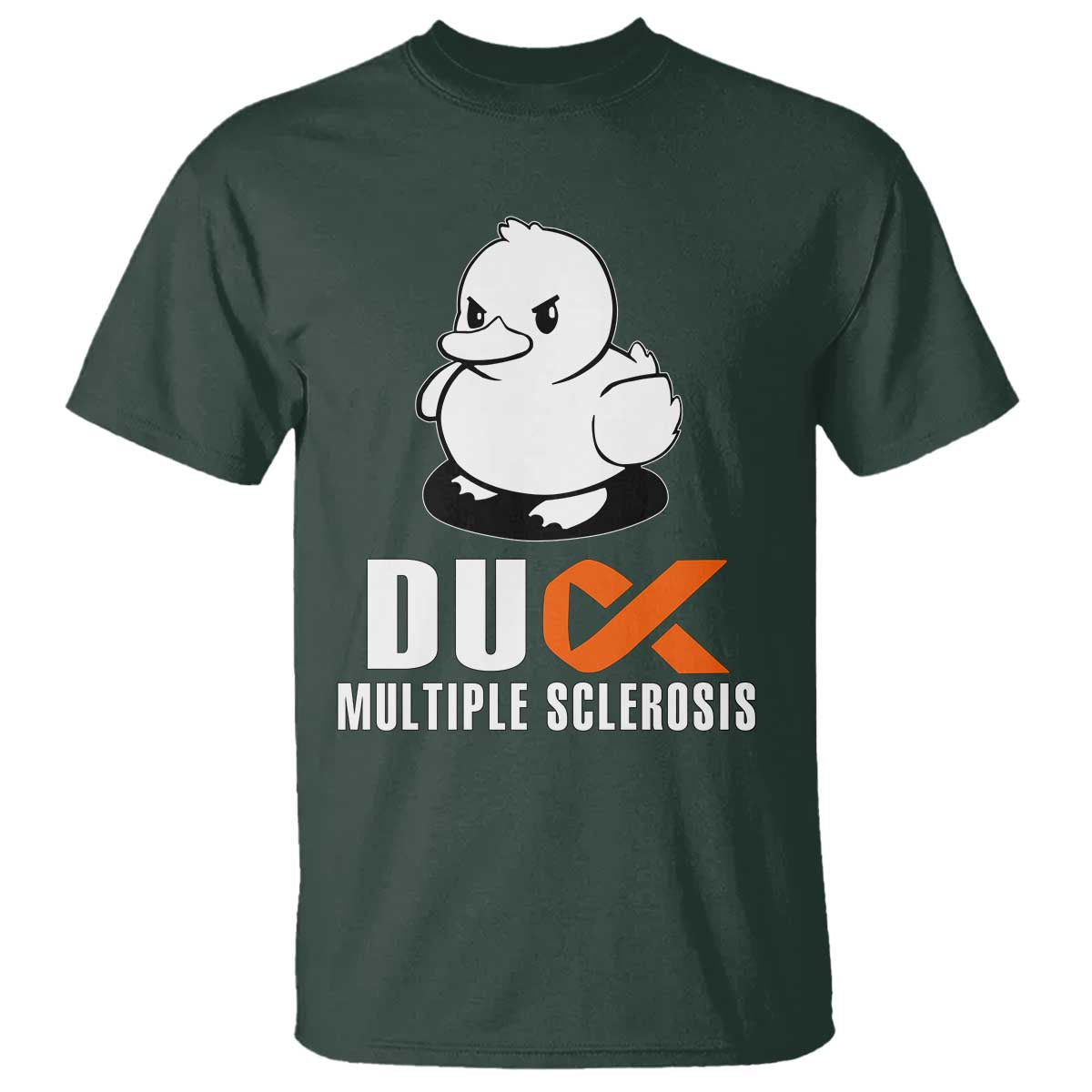 Duck Multiple Sclerosis Support Squad T Shirt Orange Ribbon MS Fighter