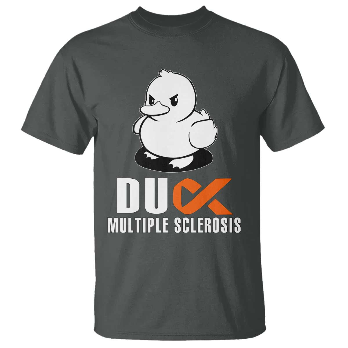 Duck Multiple Sclerosis Support Squad T Shirt Orange Ribbon MS Fighter