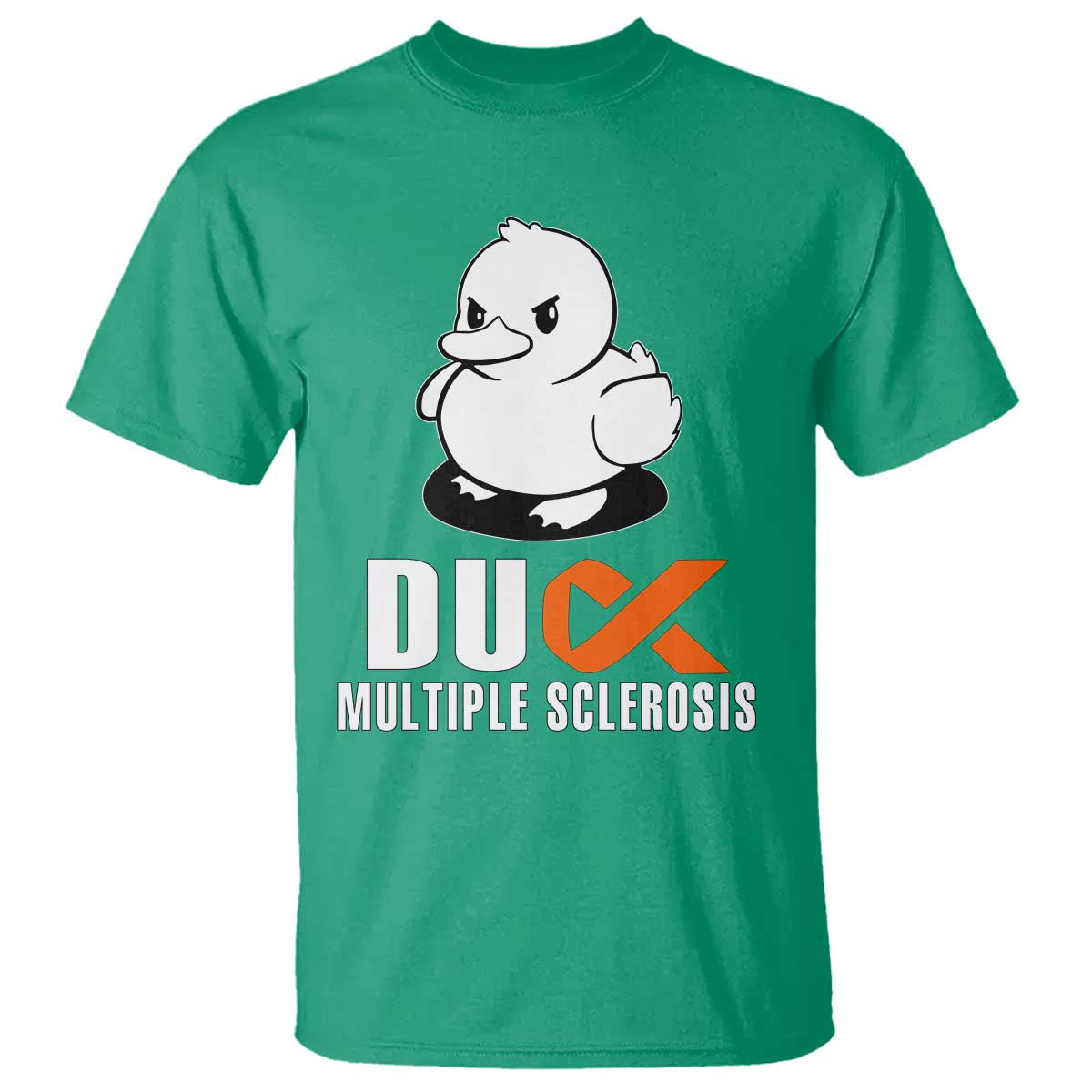 Duck Multiple Sclerosis Support Squad T Shirt Orange Ribbon MS Fighter