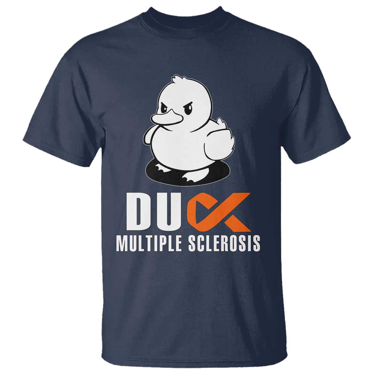 Duck Multiple Sclerosis Support Squad T Shirt Orange Ribbon MS Fighter